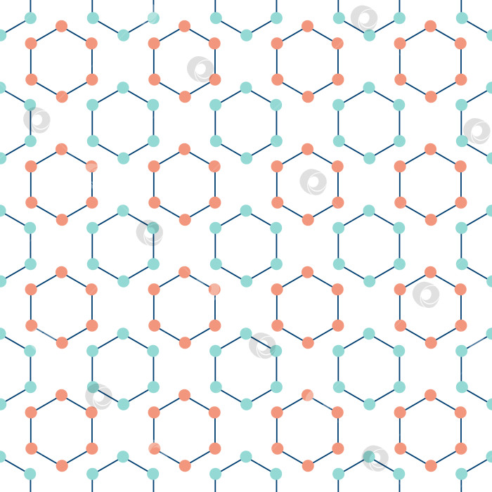 Скачать Бесшовный химический узор с молекулой бензола. Бесконечная текстура для анализа, исследования, экологии фотосток Ozero