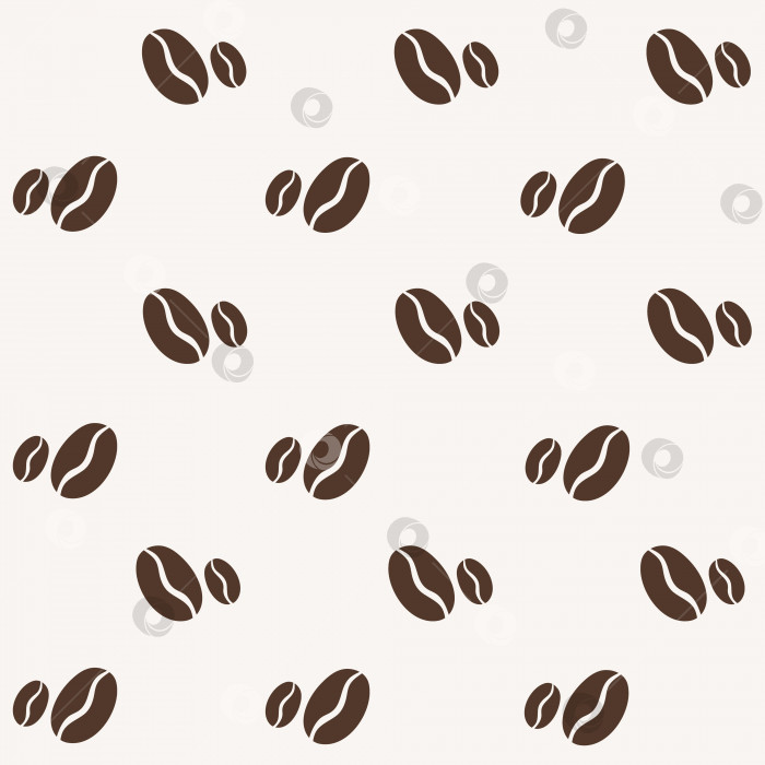 Скачать Бесшовный узор с коричневыми кофейными зернами на бежевом фоне в плоском стиле. фотосток Ozero