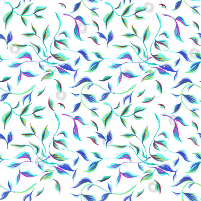 Скачать Бесшовный узор из листьев. Нарисованная от руки иллюстрация, выполненная фломастерами на белом фоне фотосток Ozero