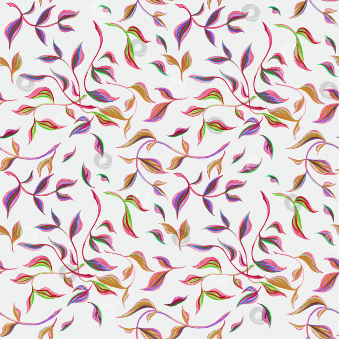 Скачать Бесшовный узор из листьев. Нарисованная от руки иллюстрация, выполненная фломастерами на белом фоне фотосток Ozero
