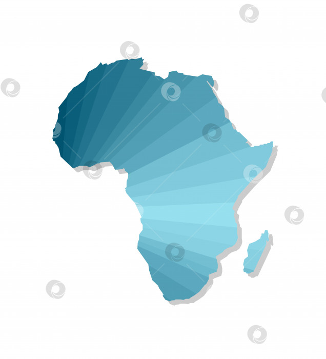 Скачать Векторный значок изолированной иллюстрации с упрощенным синим силуэтом карты Африки. Многоугольный геометрический стиль, треугольные формы. Белый фон фотосток Ozero