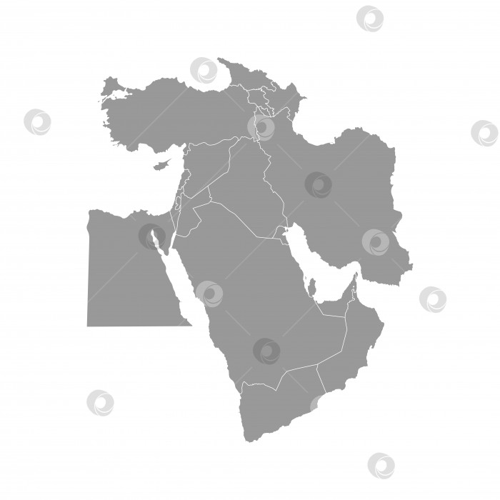 Скачать Векторная иллюстрация с упрощенной картой азиатских стран. ближний Восток. Государственные границы Турции, Грузии, Армении фотосток Ozero