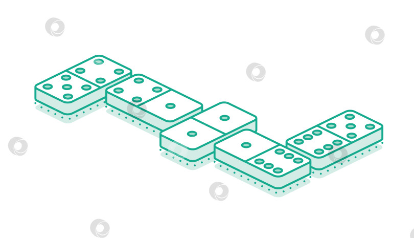 Скачать Игра в изометрическое домино. Казино. Выделите контуры объектов на белом фоне. фотосток Ozero