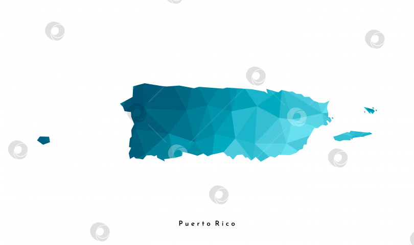 Скачать Векторный изолированный значок иллюстрации с упрощенным силуэтом синей карты Содружества Пуэрто-Рико (некорпоративная территория США). Многоугольный геометрический стиль. Белый фон фотосток Ozero