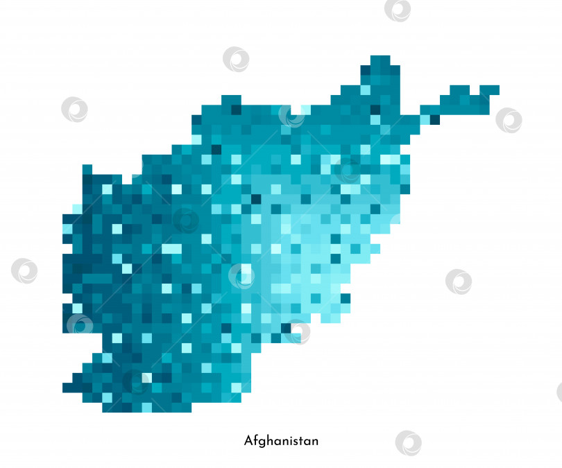 Скачать Векторная изолированная геометрическая иллюстрация с упрощенным льдисто-голубым силуэтом карты Афганистана. Стиль пиксельной графики для шаблона NFT. Точечный логотип с градиентной текстурой для дизайна на белом фоне фотосток Ozero