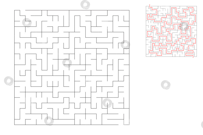 Скачать В квадратном лабиринте есть вход и выход. Лабиринт с ответом, путь прохождения. фотосток Ozero