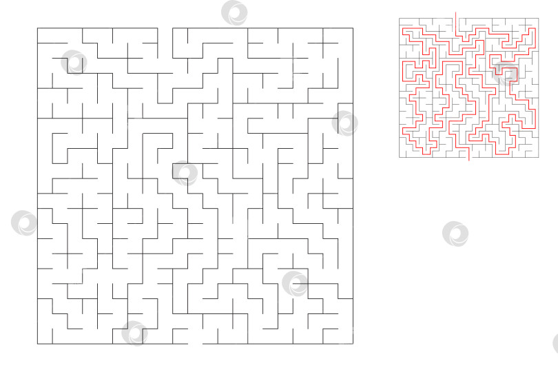 Скачать В квадратном лабиринте есть вход и выход. Лабиринт с ответом, путь прохождения. фотосток Ozero