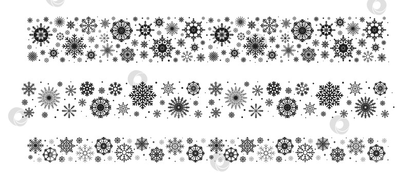 Скачать Набор разных снежинок на белом фоне, бесшовный паттерн фотосток Ozero