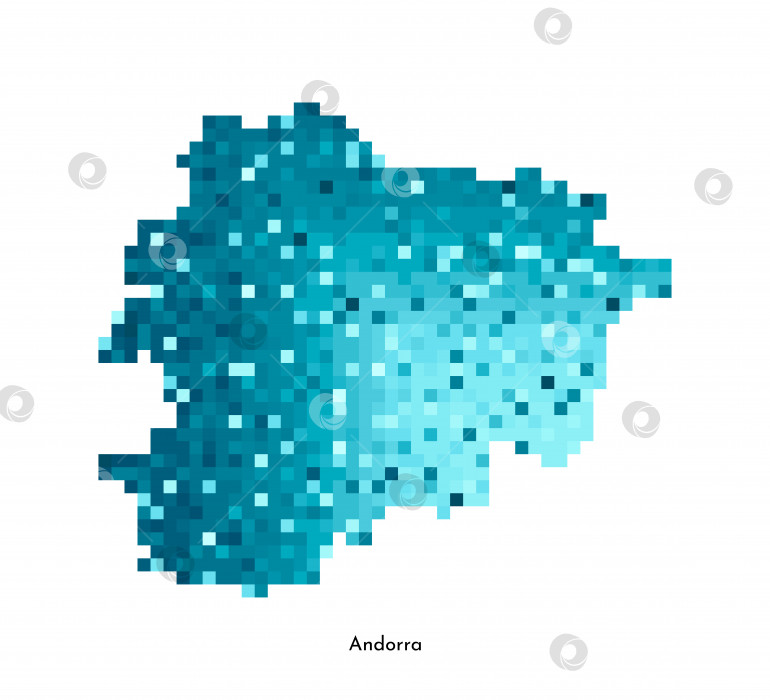 Скачать Векторная изолированная геометрическая иллюстрация с упрощенным льдисто-голубым силуэтом карты Андорры. Стиль пиксельной графики для шаблона NFT. Точечный логотип с градиентной текстурой для дизайна на белом фоне фотосток Ozero