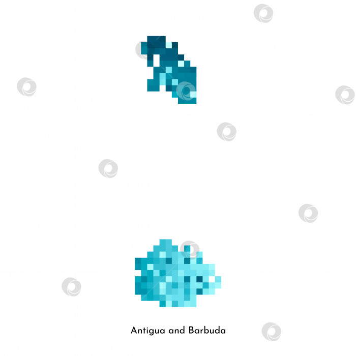 Скачать Векторная изолированная геометрическая иллюстрация с упрощенным льдисто-голубым силуэтом карты Антигуа и Барбуды. Стиль пиксельной графики для шаблона NFT. Точечный логотип с градиентной текстурой для дизайна на белом фоне фотосток Ozero