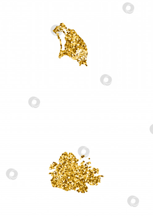 Скачать Векторная изолированная иллюстрация с упрощенной картой Антигуа и Барбуды. Украшен блестящей текстурой золотого глиттера. Оформление поздравительной открытки к рождественским и новогодним праздникам фотосток Ozero