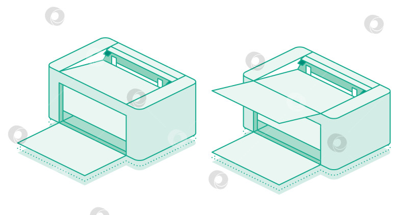 Скачать Изометрический принтер. Иллюстрация. Очертите контур объекта. фотосток Ozero