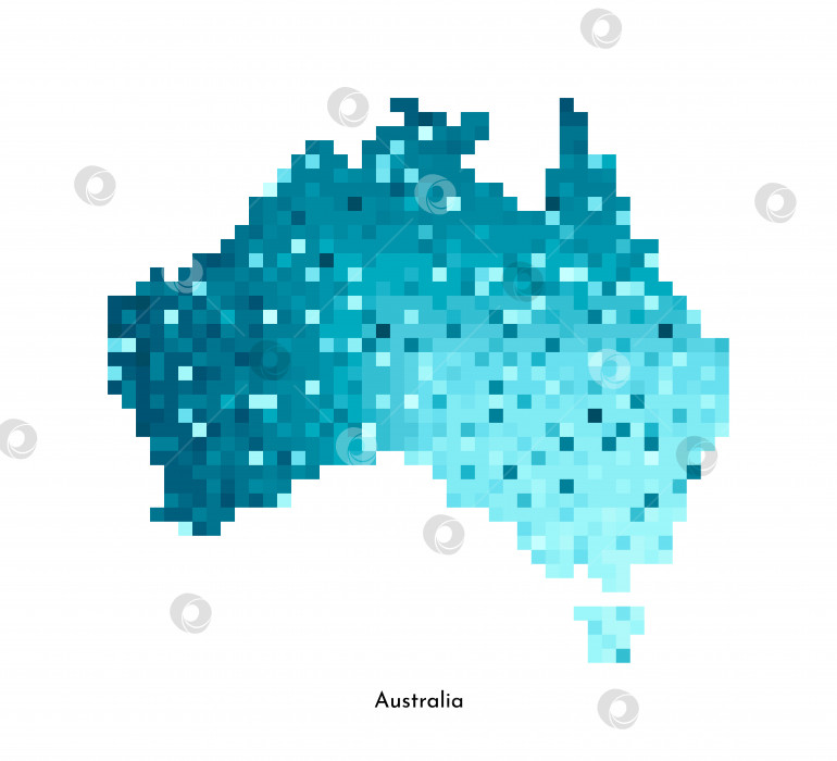 Скачать Векторная изолированная геометрическая иллюстрация с упрощенным льдисто-голубым силуэтом карты Австралии. Стиль пиксельной графики для шаблона NFT. Точечный логотип с градиентной текстурой для дизайна на белом фоне фотосток Ozero