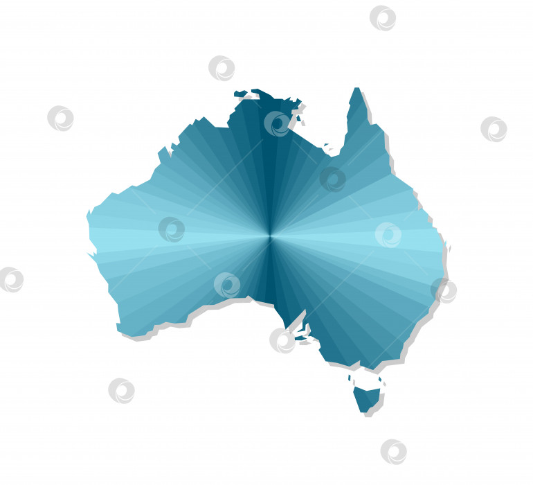 Скачать Векторный значок изолированной иллюстрации с упрощенным синим силуэтом карты Австралии. Многоугольный геометрический стиль. Белый фон фотосток Ozero