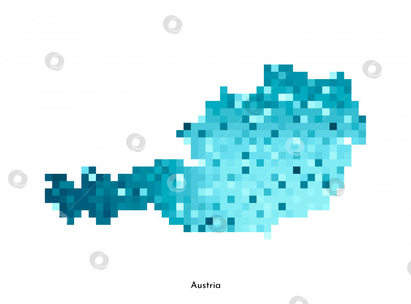 Скачать Векторная изолированная геометрическая иллюстрация с упрощенным льдисто-голубым силуэтом карты Австрии. Стиль пиксельной графики для шаблона NFT. Точечный логотип с градиентной текстурой для дизайна на белом фоне фотосток Ozero