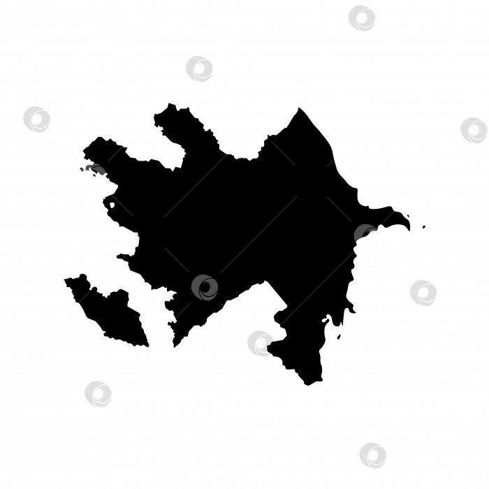 Скачать Векторный изолированный значок упрощенной иллюстрации с черным силуэтом карты Азербайджана. Белый фон фотосток Ozero