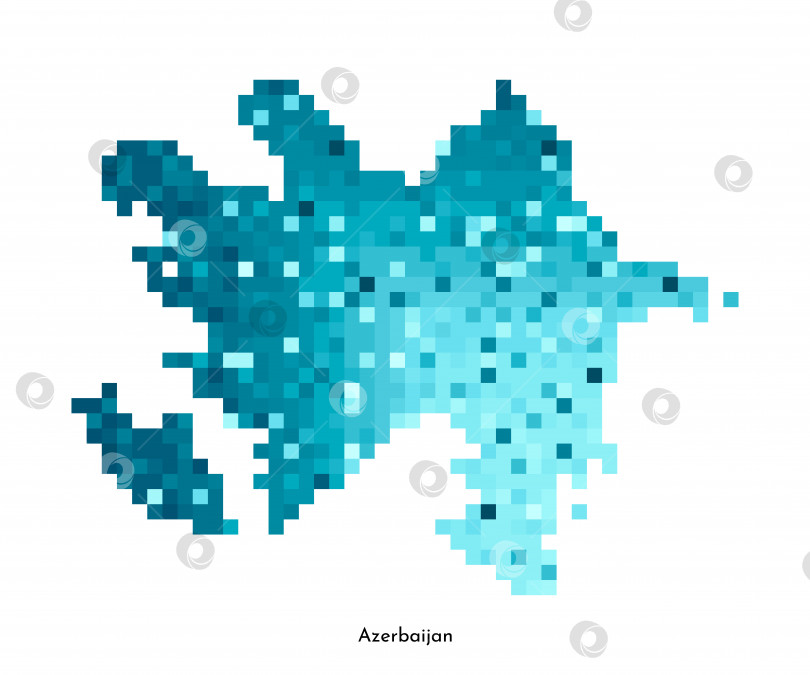 Скачать Векторная изолированная геометрическая иллюстрация с упрощенным льдисто-голубым силуэтом карты Азербайджана. Стиль пиксельной графики для шаблона NFT. Точечный логотип с градиентной текстурой для дизайна на белом фоне фотосток Ozero
