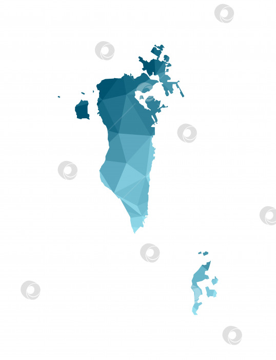 Скачать Векторный значок изолированной иллюстрации с упрощенным синим силуэтом карты Бахрейна. Многоугольный геометрический стиль, треугольные формы. Белый фон фотосток Ozero