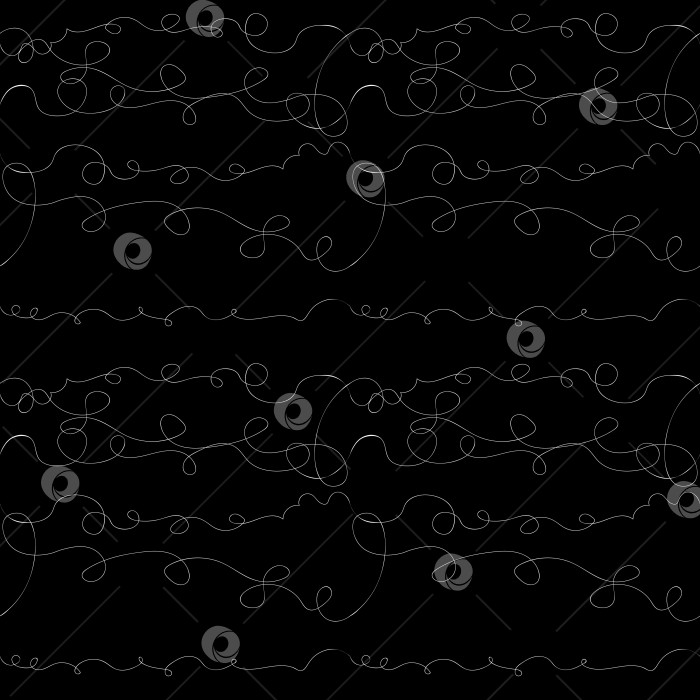 Скачать Бесшовный векторный абстрактный узор в скандинавском стиле (белые завитки мелом на черной графитовой доске) фотосток Ozero