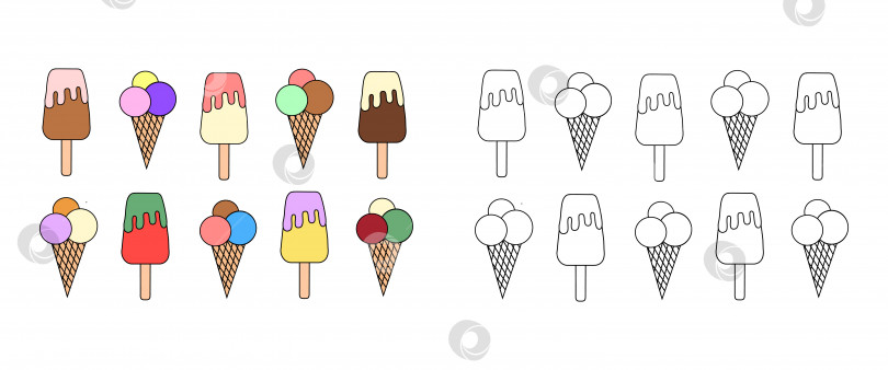 Скачать книжка-раскраска с набором мороженого разных вкусов фотосток Ozero
