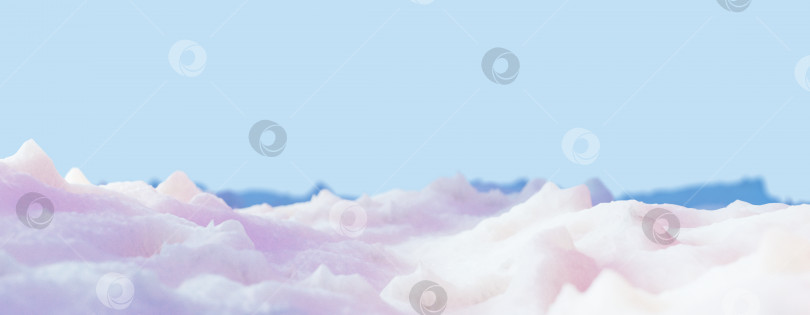 Скачать 3D-рендеринг. Зимний фон со снегом, голубое небо на заднем плане. Место для текста и авторских прав. Зимняя тема. Текстура фотосток Ozero