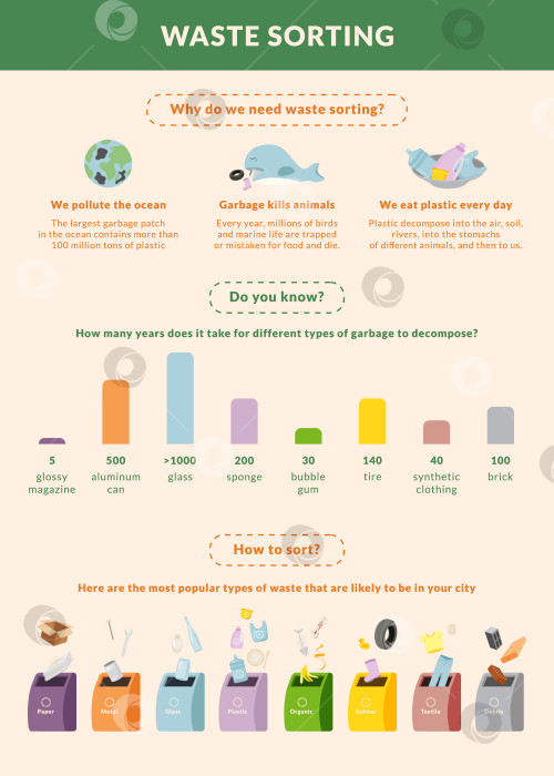 Скачать Баннер с инфографикой о сортировке отходов фотосток Ozero