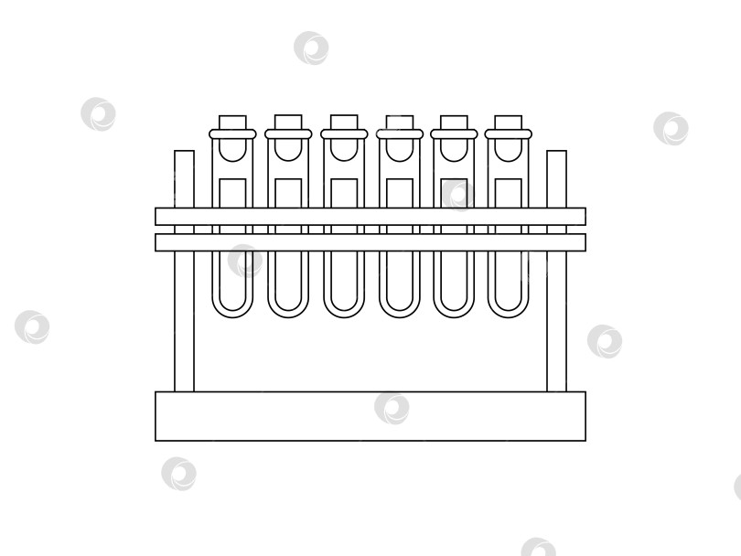 Скачать Подставка с пробирками - лаборатория, черный контур на белом фотосток Ozero