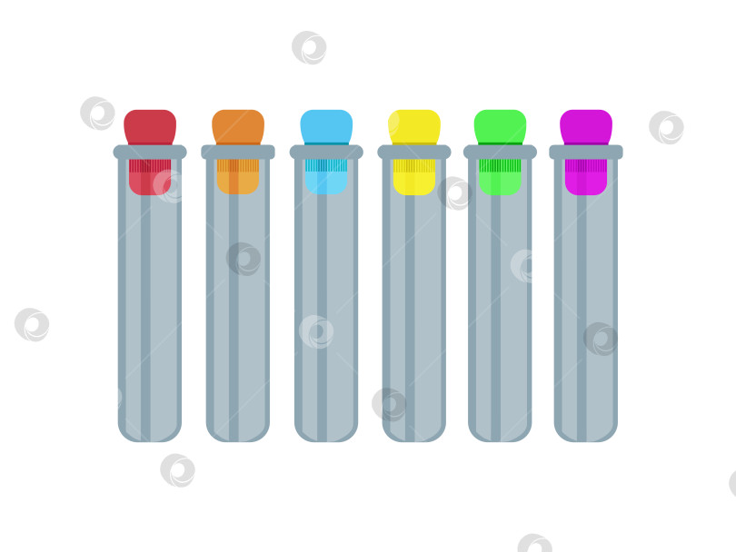 Скачать Набор стеклянных пробирок с цветными пробками фотосток Ozero