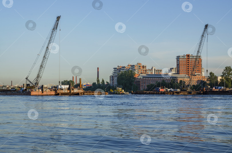 Скачать Начало строительства нового Большого Смоленского моста через Неву. фотосток Ozero