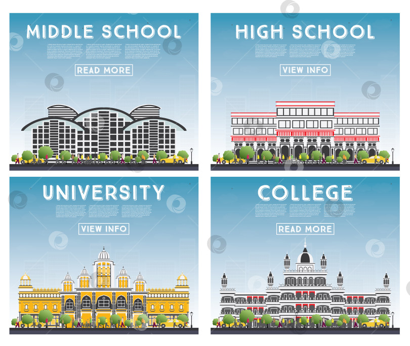 Скачать Набор учебных баннеров университетов, средних школ и колледжей. фотосток Ozero