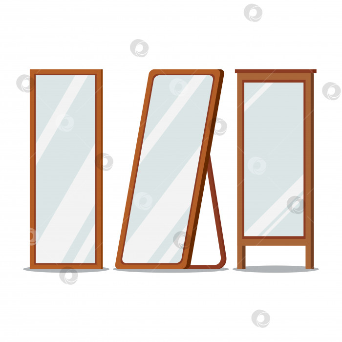 Скачать Набор зеркал прямоугольной формы в напольных деревянных рамах. фотосток Ozero