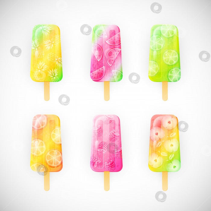 Скачать Сочный красочный набор фруктового мороженого фотосток Ozero