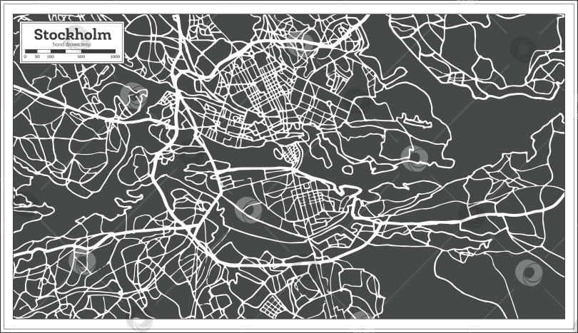 Скачать Карта Стокгольма, Швеция, выполненная в стиле ретро. фотосток Ozero