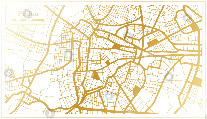 Скачать Карта города Падуя, Италия, выполненная в золотистых тонах в стиле ретро. Схематическая карта. фотосток Ozero