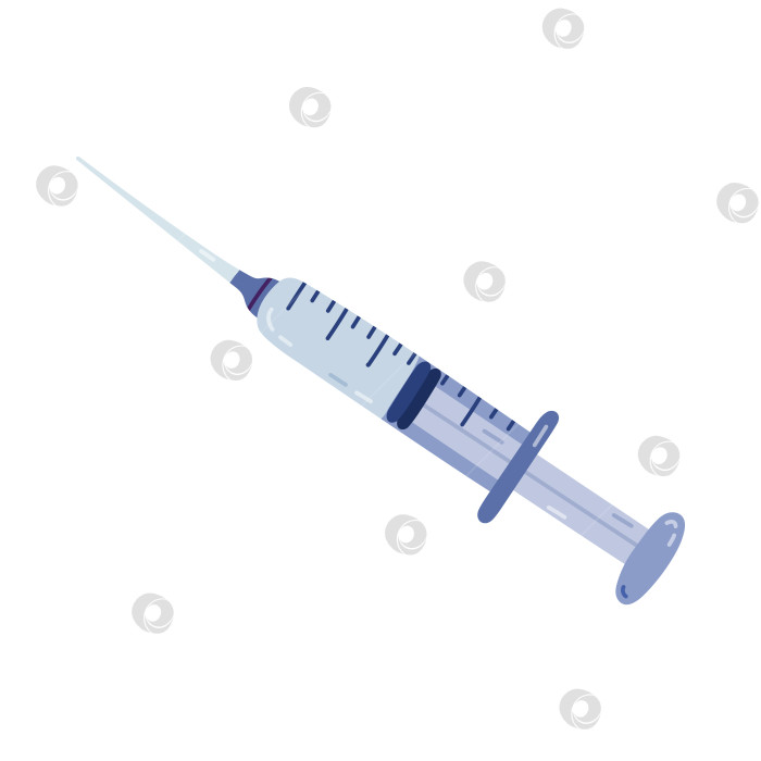 Скачать Симпатичный мультяшный шприц для медицинских анализов, вакцинации и химических экспериментов. Лабораторный шприц для здравоохранения, профилактики и лечения заболеваний. Нарисованное от руки оборудование ученого, выделенное белым цветом. фотосток Ozero