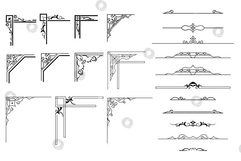 Скачать черно-белый набор разделителей для текста, перегородки фотосток Ozero