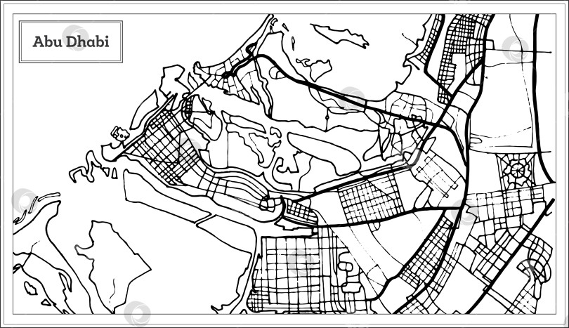 Скачать Карта ОАЭ Абу-Даби в черно-белом цвете.  фотосток Ozero