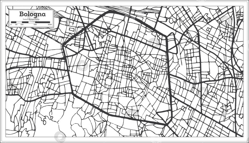Скачать Карта города Болонья, Италия, выполненная в стиле ретро. Схематическая карта. фотосток Ozero