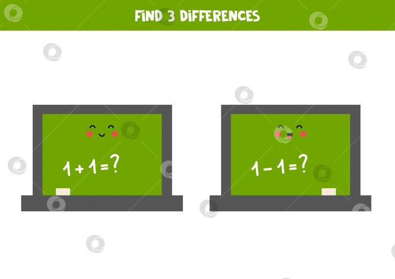 Скачать Найдите три отличия между двумя симпатичными классными досками. фотосток Ozero