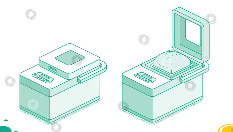 Скачать Значок изометрической хлебопечки, выделенный на белом фоне. Стиль контура. фотосток Ozero