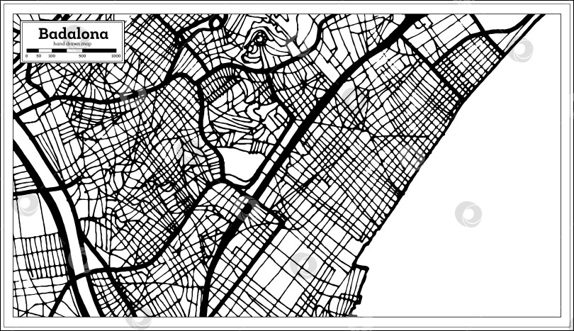 Скачать Карта города Бадалона в Испании, выполненная в ретро-стиле. Схематическая карта. фотосток Ozero