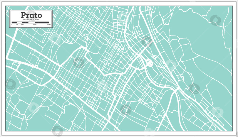 Скачать Карта города Прато, Италия, выполненная в стиле ретро. Схематическая карта.  фотосток Ozero