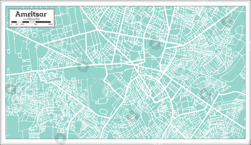 Скачать Карта индийского города Амритсар в стиле ретро. фотосток Ozero