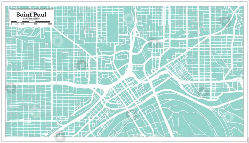 Скачать Карта города Сент-Пол, штат Миннесота, США, выполненная в ретро-стиле. Схематическая карта. фотосток Ozero