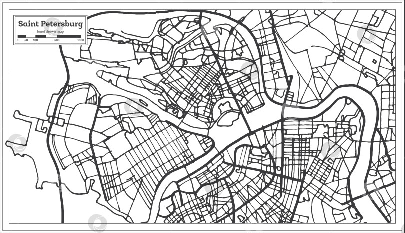 Скачать Карта города Санкт-Петербург, Россия, в стиле ретро. Схематическая карта. фотосток Ozero