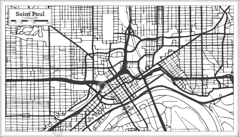 Скачать Карта города Сент-Пол, штат Миннесота, США, выполненная в ретро-стиле. Схематическая карта.  фотосток Ozero