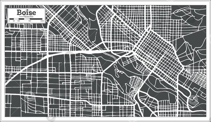 Скачать Карта города Бойсе, США, выполненная в ретро-стиле. Схематическая карта.  фотосток Ozero