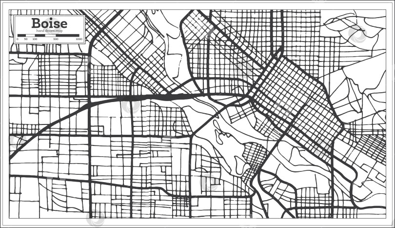 Скачать Карта города Бойсе, США, выполненная в ретро-стиле. Схематическая карта. фотосток Ozero