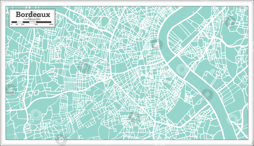 Скачать Карта города Бордо, Франция, выполненная в стиле ретро. фотосток Ozero