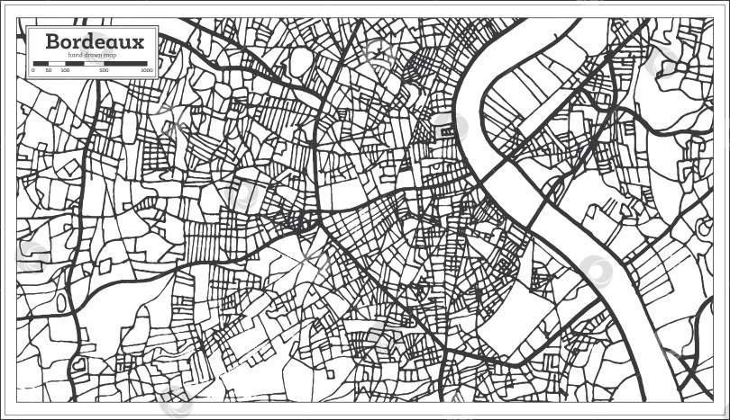 Скачать Карта города Бордо, Франция, выполненная в стиле ретро. Схематическая карта. фотосток Ozero